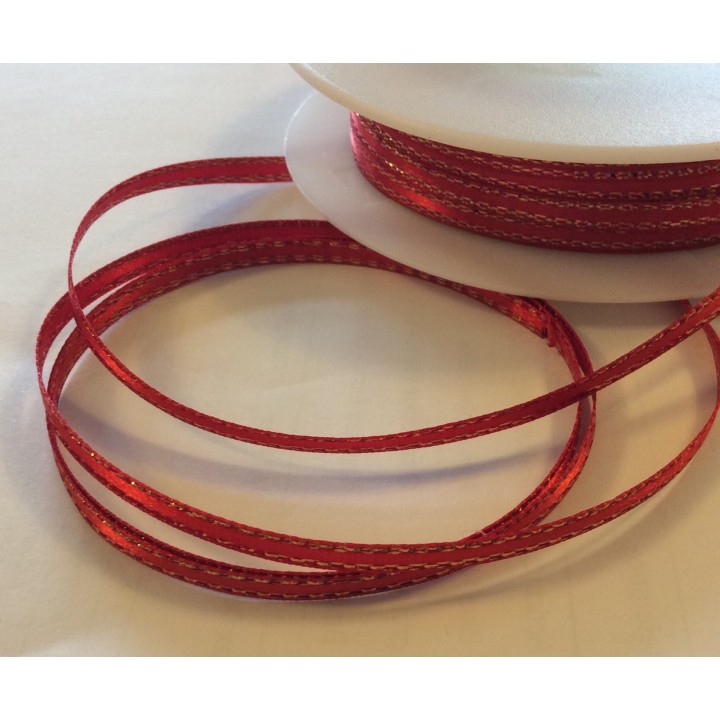 3mm Satin Ribbon with Lurex Edge
