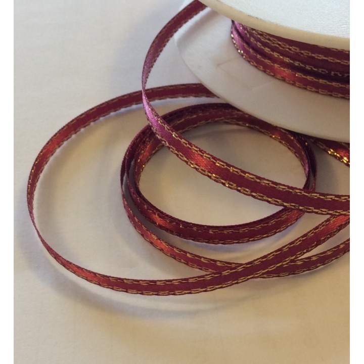 3mm Satin Ribbon with Lurex Edge