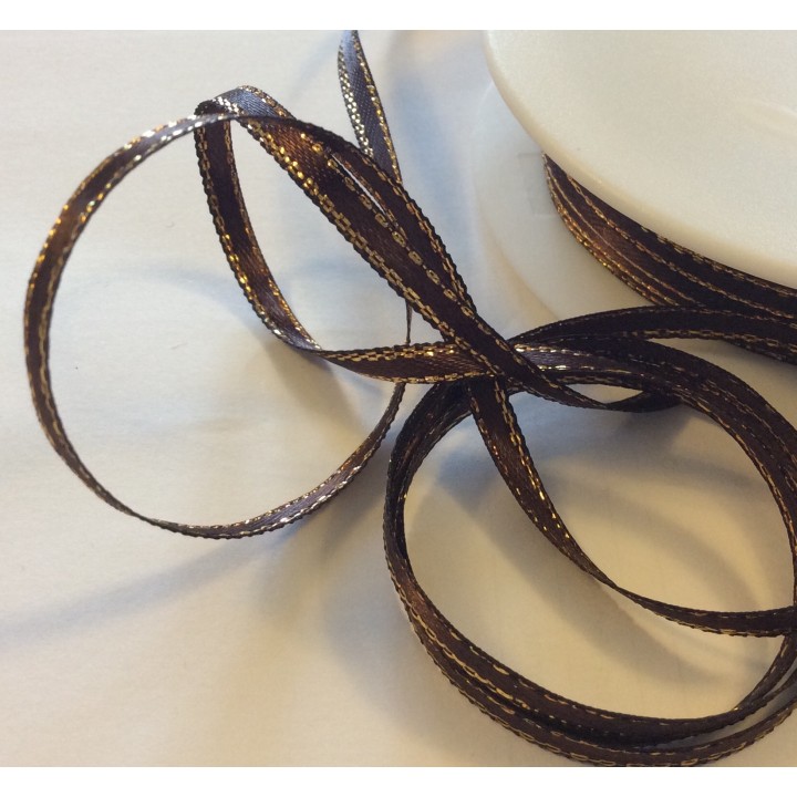 3mm Satin Ribbon with Lurex Edge
