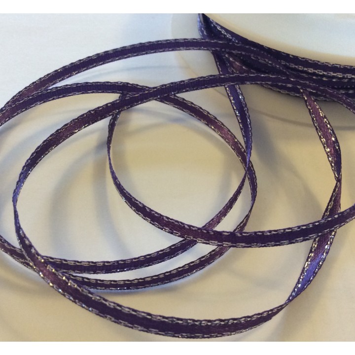 3mm Satin Ribbon with Lurex Edge