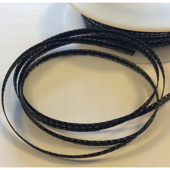 3mm Satin Ribbon with Lurex Edge