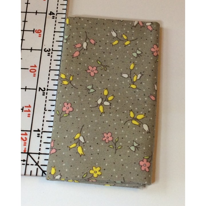 Grey Floral Cotton Fabric