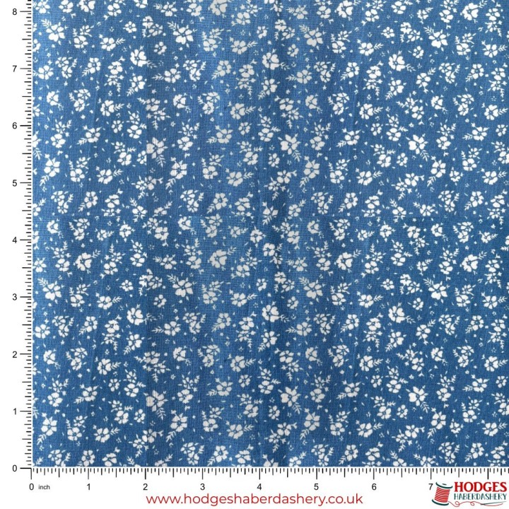 Blue Floral Cotton Fabric