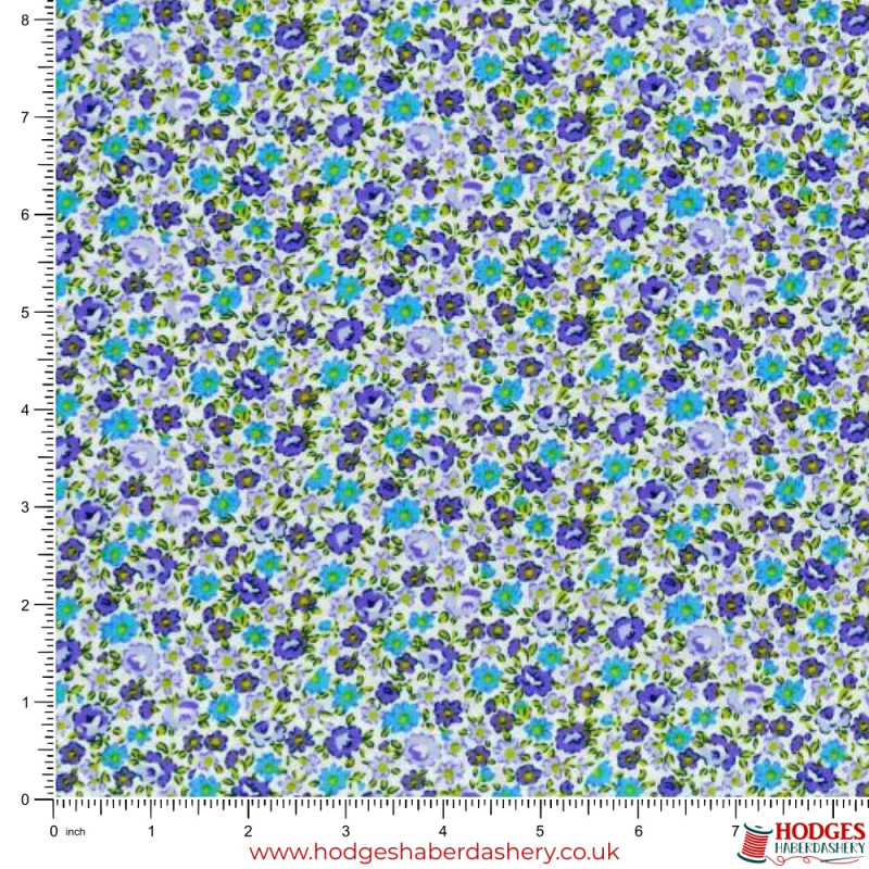 Turquoise / Teal Floral Cotton Fabric Turquoise / Teal Floral Cotton Fabric