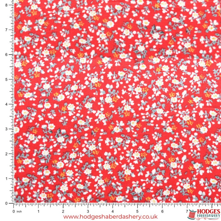 Red Floral Cotton Fabric
