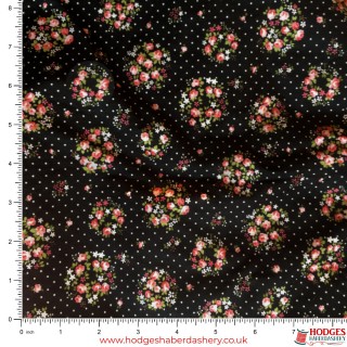 Black Floral Cotton Fabric