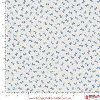 White with Blue Bows Cotton Fabric