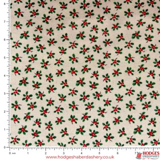 Natural / Beige Festive Christmas Cotton Fabric