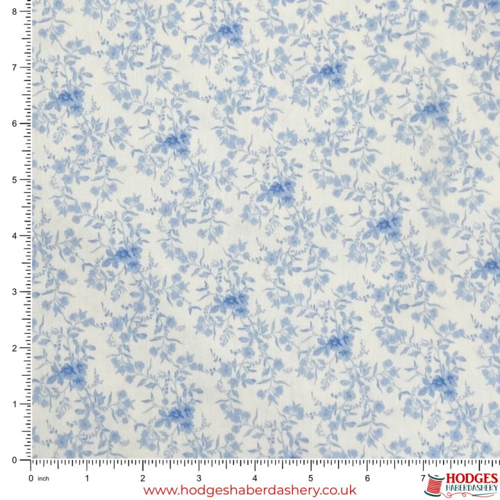 Blue Floral Cotton Fabric