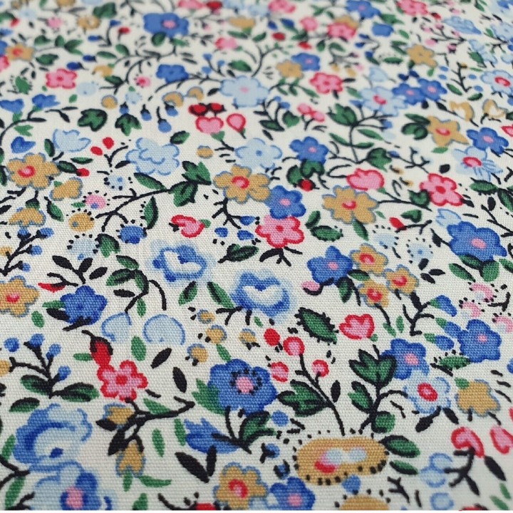 Blue Floral Cotton Fabric
