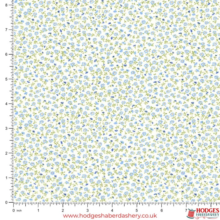 Blue Floral Cotton Fabric