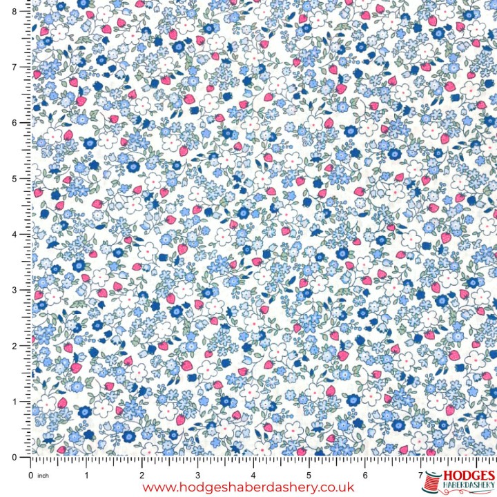 Blue Floral Cotton Fabric