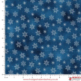Blue Festive Christmas Cotton Fabric