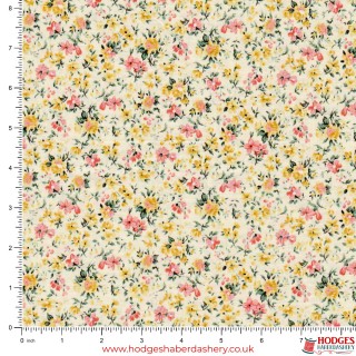 Yellow / Gold Floral Cotton Fabric