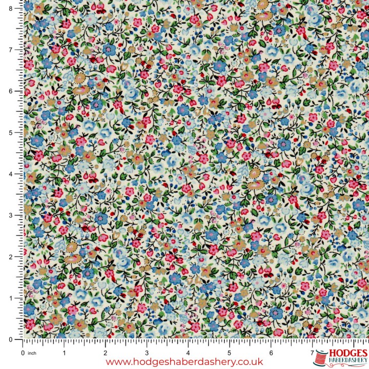 Blue Floral Cotton Fabric